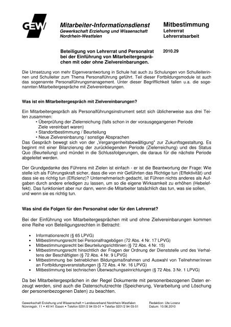 Mitarbeiter-Informationsdienst Mitbestimmung - Gewerkschaft ...