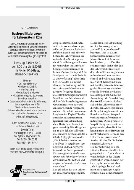 Ausgabe 1/2010 - Gewerkschaft  Erziehung und Wissenschaft