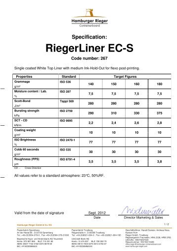 Specification: RiegerLiner EC-S - Hamburger Rieger GmbH & Co. KG