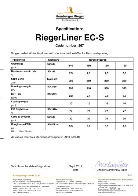 Specification: RiegerLiner EC-S - Hamburger Rieger GmbH & Co. KG