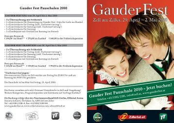 Gauder Fest Pauschale 2010 - Jetzt buchen! - Zell am Ziller