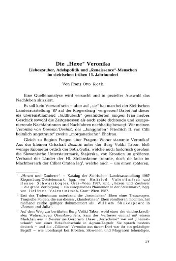 Hexe" Veronika, Liebeszauber, Adelspolitik - Steiermärkisches ...