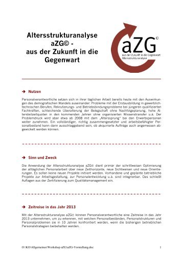 Altersstrukturanalyse aZG© - aus der Zukunft in die Gegenwart
