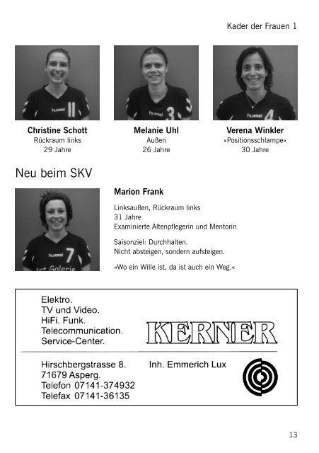 SKV Eglosheim, Handball, Saisonzeitschrift 2004/2005 - bei der SG ...