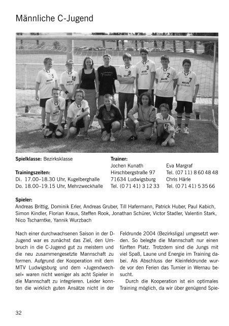 SKV Eglosheim, Handball, Saisonzeitschrift 2004/2005 - bei der SG ...