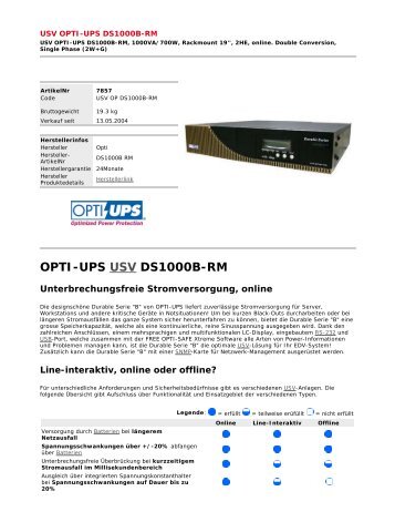OPTI-UPS USV DS1000B-RM