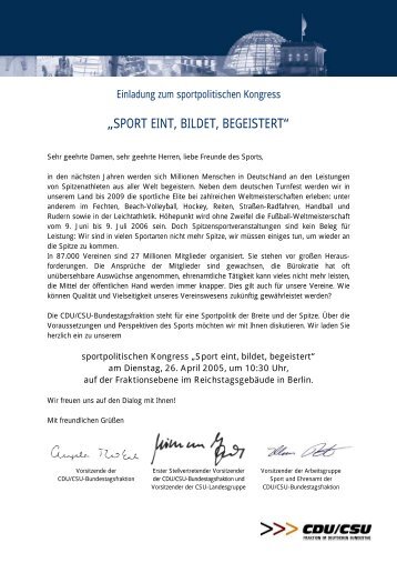 Sportpolitischer Kongress - CDU/CSU-Fraktion im Deutschen ...