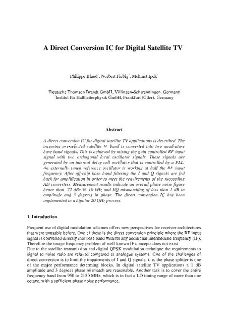 A Direct Conversion IC for Digital Satellite TV - Imec