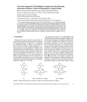 Novel Non-Symmetric Nickel-Diimine Complexes for the Homopoly ...