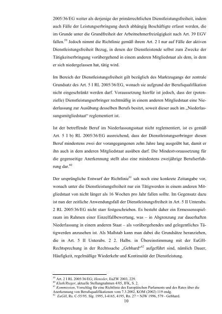 Die Berufsanerkennungsrichtlinie 2005/36/EG - European Legal ...