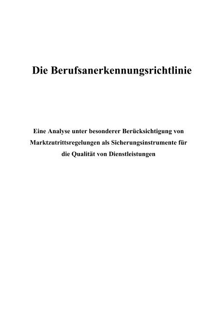 Die Berufsanerkennungsrichtlinie 2005/36/EG - European Legal ...