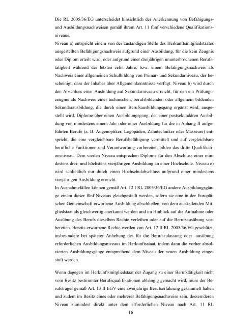 Die Berufsanerkennungsrichtlinie 2005/36/EG - European Legal ...