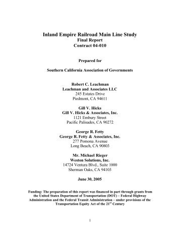 Inland Empire Railroad Main Line Study - UC Berkeley Industrial ...