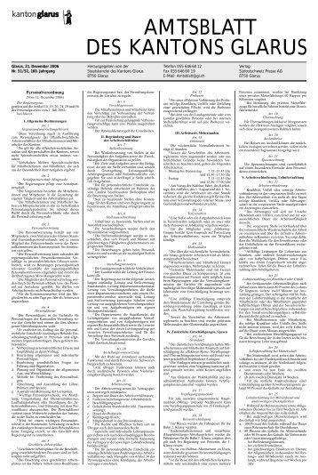 Amtsblatt des Kantons Glarus, 21.12.06 - Glarus24.ch