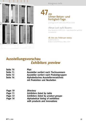 Ausstellungsvorschau Exhibitors preview - Bauverlag