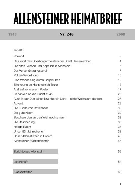 Weihnachten 2008 - Stadtgemeinschaft Tilsit eV