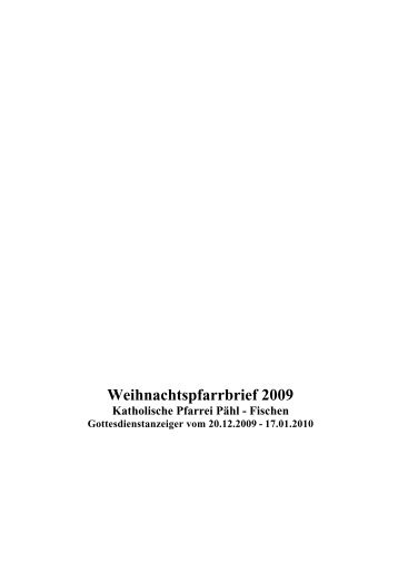 Weihnachtspfarrbrief 2009 - Katholische Pfarrgemeinde Pähl und ...