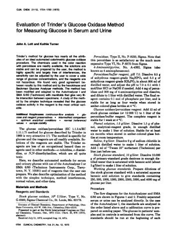 Evaluation of Trinder's Glucose Oxidase Method ... - Clinical Chemistry