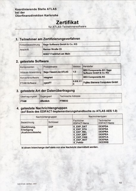 Atlas-Zertifikat