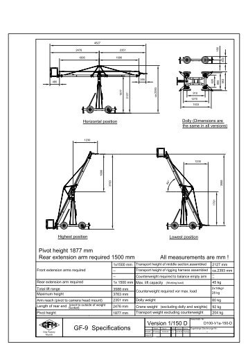 GF-9 Camera Crane System Specifications - G-f-m.net