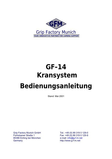 GF-14 Kamerakran Handbuch - G-f-m.net