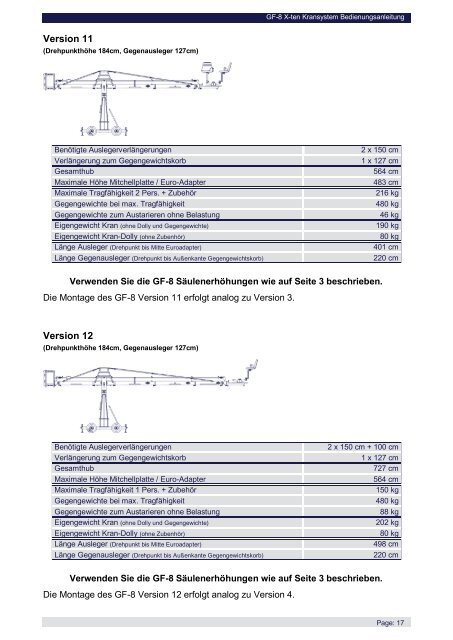 GF-8 Xten Kamerakrane Handbuch - Grip Factory Munich GmbH