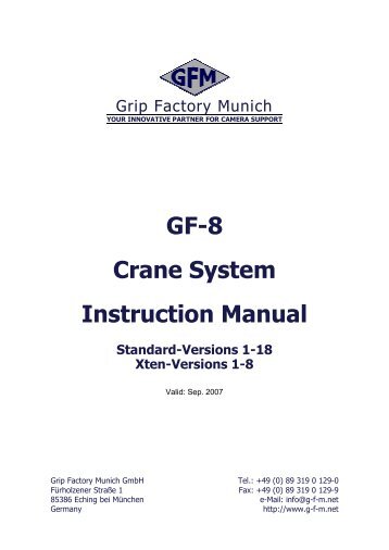 GF-8 Xten Camera Crane Manual - Grip Factory Munich GmbH