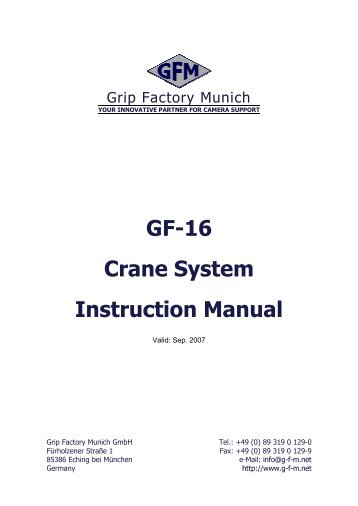 GF-16 Camera Crane Manual - Grip Factory Munich GmbH