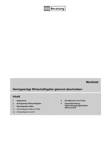 Geringwertige Wirtschaftsgüter - GFS-Beratung