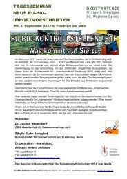 Tagesseminar neue EU-Bio-Importvorschriften, 3. Sept. 2012 - GfRS