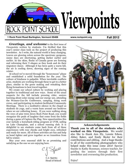 Viewpoints Fall 2012 - Rock Point School