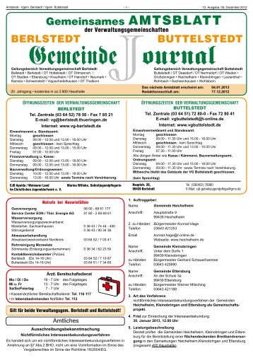 Gemeinde ournal - Verwaltungsgemeinschaft Berlstedt