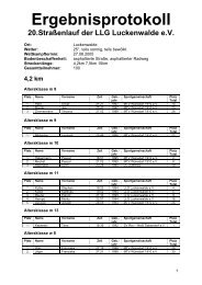 Ergebnisprotokoll 20.Straßenlauf der LLG ... - Jahn eV Nunsdorf