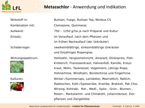 Metazachlor - Bayerische Landesanstalt für Landwirtschaft - Bayern