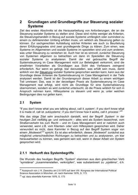 Systemsteuerung im Case Management