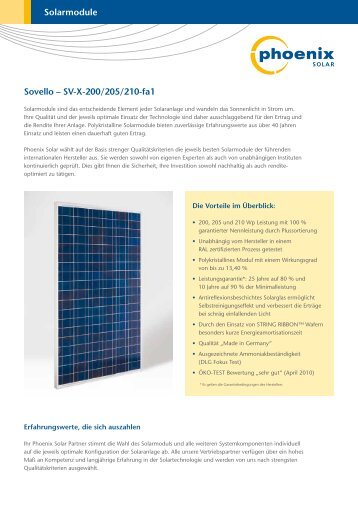 Sovello â€“ SV-X-200/205/210-fa1 Solarmodule - Sun Teko