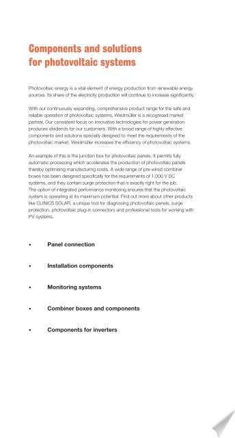 Components and solutions for photovoltaic systems - Weidmüller