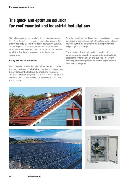 Components and solutions for photovoltaic systems - Weidmüller