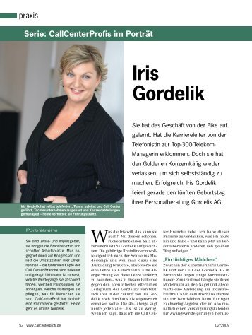 Serie: CallCenterProfis im Porträt, Iris Gordelik - GORDELIK AG