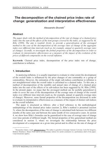 The decomposition of the chained price index rate of change ... - Istat.it