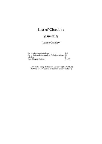 List of Citations