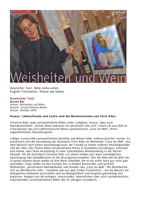 Christine Ribic Deutscher Text: Bitte siehe unten. English ... - Christine Ribic