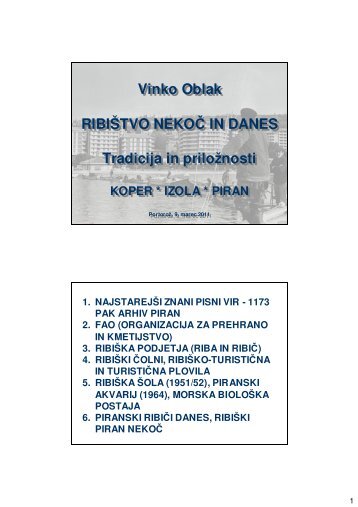 Vinko Oblak RIBIŠTVO NEKOČ IN DANES Tradicija in priložnosti ...