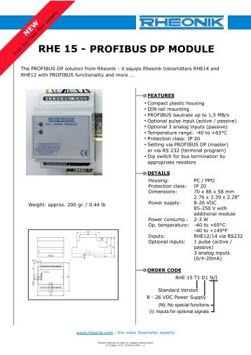 rhe 15 - profibus dp module - Instrumentatie