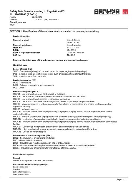 material safety data sheet - GHC Gerling, Holz + Co. Handels GmbH