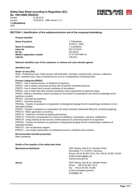 material safety data sheet - GHC Gerling, Holz + Co. Handels GmbH