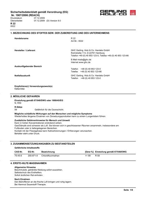 Sicherheitsdatenblatt - GHC Gerling, Holz + Co. Handels GmbH