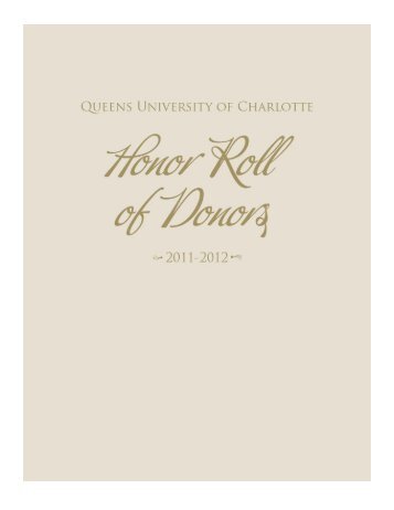 Queens University of Charlotte extends sincere gratitude to