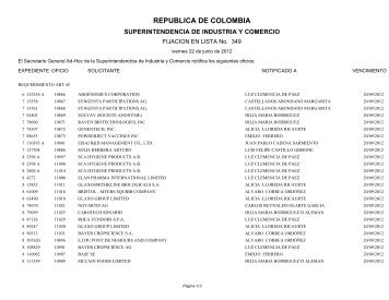 republica de colombia - Superintendencia de Industria y Comercio