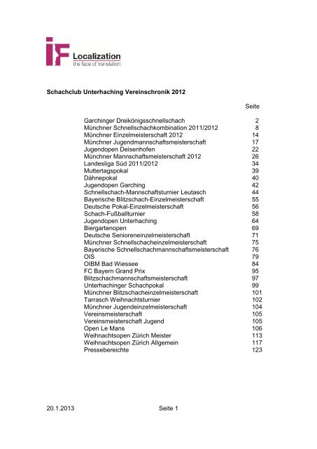 Münchner Einzelmeisterschaft 2012 - Schachclub Unterhaching